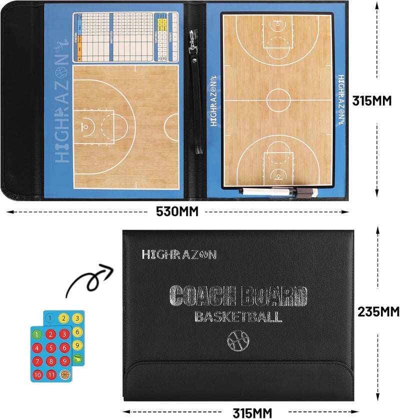 HIGHRAZON Basketball Coaching Board, Coaches Clipboard Tactical Magnetic Board Kit, Portable Strategy Coach Board with Dry Erase, Marker Pen - Image 2